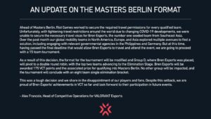 『2021 VCT Stage3 Masters Berlin』の東南アジア代表「Bren Esports」が出場不可に、新型コロナウイルスの影響により渡航ビザを取得出来ず、15チームで開催へ