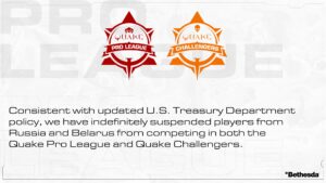 『2022 Quake Pro League』ロシアおよびベラルーシの選手を無期限出場停止に
