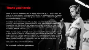 Xizt氏が『Heroic』Counter-Strike部門ヘッドコーチの退任を発表
