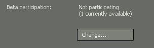 画面中央ほどにある『Beta participation』の項目にある『Change...』ボタンを押す